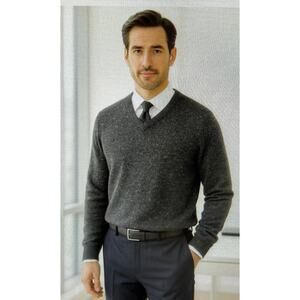 Nordstrom Men’s Shop Merino Wool silk angora Sweater Gray Men's Large elbow pads